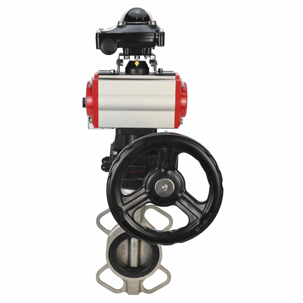 Wasserabsperrklappe Elephant 316l-316l-epdm-da-4M310-110/220-apl210n-gm, Gehäusematerial – Edelstahl AISI 316L, Scheibenmaterial – Edelstahl AISI 316L, Dichtung – EPDM, pneumatischer Antrieb betätigt