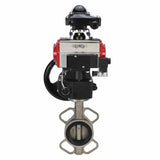 Wasserabsperrklappe Elephant 316l-316l-epdm-da-4M310-110/220-apl210n-gm, Gehäusematerial – Edelstahl AISI 316L, Scheibenmaterial – Edelstahl AISI 316L, Dichtung – EPDM, pneumatischer Antrieb betätigt