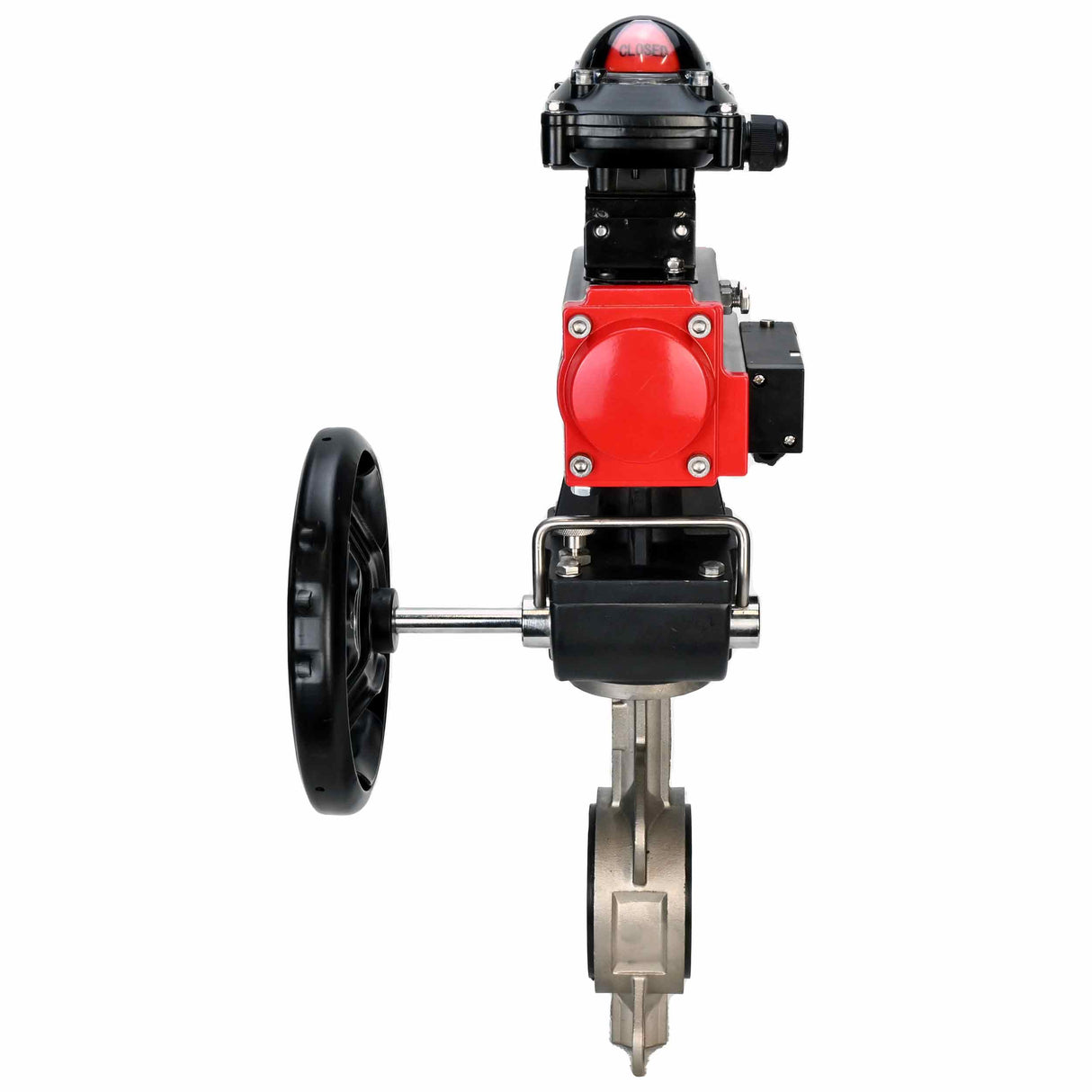Wasserabsperrklappe Elephant 316l-316l-epdm-da-4M310-110/220-apl210n-gm, Gehäusematerial – Edelstahl AISI 316L, Scheibenmaterial – Edelstahl AISI 316L, Dichtung – EPDM, pneumatischer Antrieb betätigt