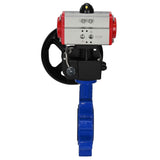 Wasser-Schmetterlingsventil Elephant WBV1631E-2W-Fb-H, Gehäusematerial - Gusseisen QT450, Scheibenmaterial - Edelstahl AISI 304, Dichtung - EPDM, mit pneumatischem Doppelwirkungsantrieb PA-DA, Handrad MON