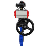 Wasser-Schmetterlingsventil Elephant WBV1631E-2W-Fb-H, Gehäusematerial - Gusseisen QT450, Scheibenmaterial - Edelstahl AISI 304, Dichtung - EPDM, mit pneumatischem Doppelwirkungsantrieb PA-DA, Handrad MON, LSU APL-210N