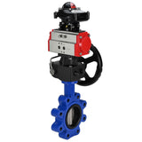 Wasser-Schmetterlingsventil Elephant WBV1631E-2W-Fb-H, Gehäusematerial - Gusseisen QT450, Scheibenmaterial - Edelstahl AISI 304, Dichtung - EPDM, mit pneumatischem Doppelwirkungsantrieb PA-DA, Handrad MON, LSU APL-210N