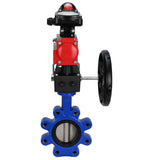 Wasser-Schmetterlingsventil Elephant WBV1631E-2W-Fb-H, Gehäusematerial - Gusseisen QT450, Scheibenmaterial - Edelstahl AISI 304, Dichtung - EPDM, mit pneumatischem Doppelwirkungsantrieb PA-DA, Handrad MON, LSU APL-210N
