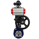 Wasser-Schmetterlingsventil Elephant WBV3EX-3432M-1W-F-ISO, Gehäusematerial - Kohlenstoffstahl, Scheibenmaterial - Edelstahl AISI 316, Dichtung - Metall, pneumatischer Antrieb PA-DA Doppelwirkung, 4M310-08 24V, LSU APL-210N, Handrad MON