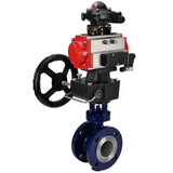 Wasser-Schmetterlingsventil Elephant WBV3EX-3432M-1W-F-ISO, Gehäusematerial - Kohlenstoffstahl, Scheibenmaterial - Edelstahl AISI 316, Dichtung - Metall, pneumatischer Antrieb PA-DA Doppelwirkung, 4M310-08 24V, LSU APL-210N, Handrad MON
