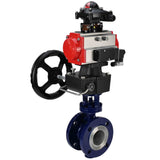 Wasser-Schmetterlingsventil Elephant WBV3EX-3432M-1W-F-ISO, Gehäusematerial - Kohlenstoffstahl, Scheibenmaterial - Edelstahl AISI 316, Dichtung - Metall, pneumatischer Antrieb PA-DA Doppelwirkung, 4M310-08 220V, LSU APL-210N, Handrad MON