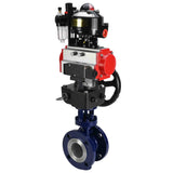 Wasser-Schmetterlingsventil Elephant WBV3EX-3431M-1W-F-ISO, Gehäusematerial - Kohlenstoffstahl, Scheibenmaterial - Edelstahl AISI 304, Dichtung - Metall, pneumatischer Antrieb PA-DA Doppelwirkung, 4M310-08 24V, LSU APL-510N EX, Handrad MON, ATU AFC2000