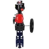 Wasser-Schmetterlingsventil Elephant WBV3EX-3431M-1W-F-ISO, Gehäusematerial - Kohlenstoffstahl, Scheibenmaterial - Edelstahl AISI 304, Dichtung - Metall, pneumatischer Antrieb PA-DA Doppelwirkung, 4M310-08 24V, LSU APL-510N EX, Handrad MON, ATU AFC2000