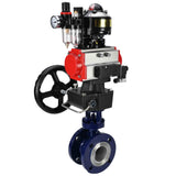 Wasser-Schmetterlingsventil Elephant WBV3EX-3432M-1W-F-ISO, Gehäusematerial - Kohlenstoffstahl, Scheibenmaterial - Edelstahl AISI 316, Dichtung - Metall, pneumatischer Antrieb PA-DA Doppelwirkung, 4M310-08 220V, LSU APL-510N EX, Handrad MON, ATU AFC2000