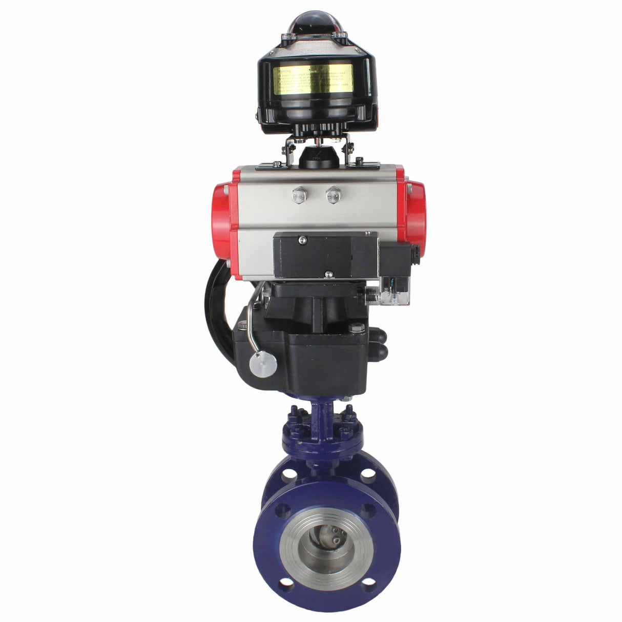 Wasser-Schmetterlingsventil Elephant WBV3EX-3432M-1W-F-ISO, Gehäusematerial - Kohlenstoffstahl, Scheibenmaterial - Edelstahl AISI 316, Dichtung - Metall, pneumatischer Antrieb PA-DA Doppelwirkung, 4M310-08 24V, LSU APL-510N EX, Handrad MON