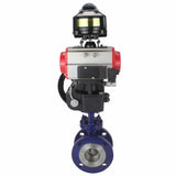 Wasser-Schmetterlingsventil Elephant WBV3EX-3432M-1W-F-ISO, Gehäusematerial - Kohlenstoffstahl, Scheibenmaterial - Edelstahl AISI 316, Dichtung - Metall, pneumatischer Antrieb PA-DA Doppelwirkung, 4M310-08 24V, LSU APL-510N EX, Handrad MON