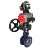 Wasser-Schmetterlingsventil Elephant WBV3EX-3432M-1W-F-ISO, Gehäusematerial - Kohlenstoffstahl, Scheibenmaterial - Edelstahl AISI 316, Dichtung - Metall, pneumatischer Antrieb PA-DA Doppelwirkung, 4M310-08 220V, LSU APL-510N EX, Handrad MON