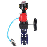 Wasser-Schmetterlingsventil Elephant WBV3EX-3432M-1W-F-ISO, Gehäusematerial - Kohlenstoffstahl, Scheibenmaterial - Edelstahl AISI 316, Dichtung - Metall, pneumatischer Antrieb PA-DA Doppelwirkung, 4V320-08 220V, LSU APL-510N EX, Handrad MON