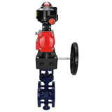 Wasser-Schmetterlingsventil Elephant WBV3EX-3432M-1W-F-ISO, Gehäusematerial - Kohlenstoffstahl, Scheibenmaterial - Edelstahl AISI 316, Dichtung - Metall, pneumatischer Antrieb PA-DA Doppelwirkung, LSU APL-510N EX, Handrad MON