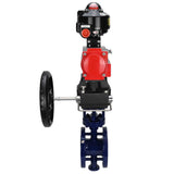 Wasser-Schmetterlingsventil Elephant WBV3EX-3432M-1W-F-ISO, Gehäusematerial - Kohlenstoffstahl, Scheibenmaterial - Edelstahl AISI 316, Dichtung - Metall, pneumatischer Antrieb PA-DA Doppelwirkung, LSU APL-510N EX, Handrad MON