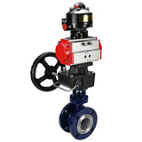 Wasser-Schmetterlingsventil Elephant WBV3EX-3432M-1W-F-ISO, Gehäusematerial - Kohlenstoffstahl, Scheibenmaterial - Edelstahl AISI 316, Dichtung - Metall, pneumatischer Antrieb PA-DA Doppelwirkung, LSU APL-510N EX, Handrad MON