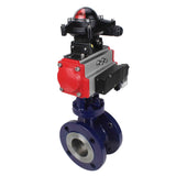 Wasser-Schmetterlingsventil Elephant WBV3EX-3432M-1W-F-ISO, Gehäusematerial - Kohlenstoffstahl, Scheibenmaterial - Edelstahl AISI 316, Dichtung - Metall, pneumatischer Antrieb PA-SA mit Rückstellfedern, 4M310-08 220V, LSU APL-210N