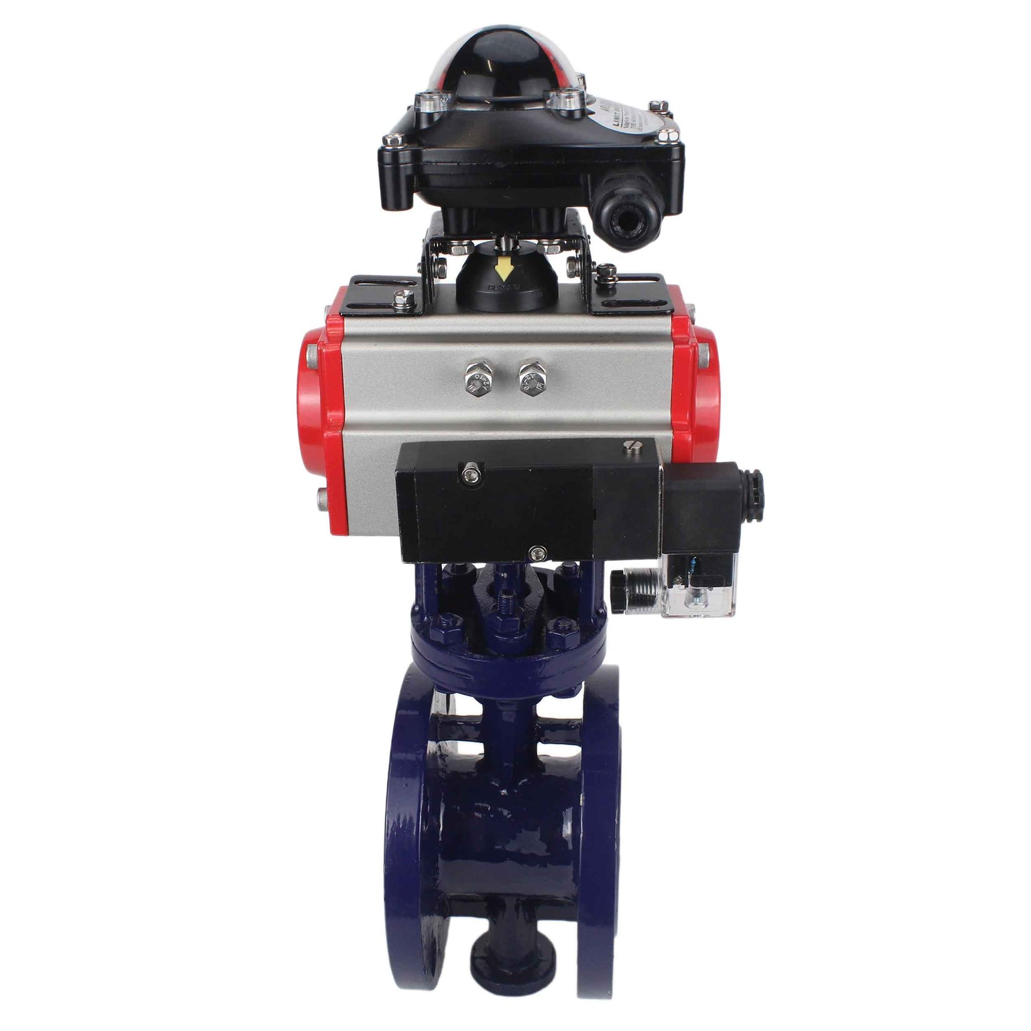 Wasser-Schmetterlingsventil Elephant WBV3EX-3431M-1W-F-ISO, Gehäusematerial - Kohlenstoffstahl, Scheibenmaterial - Edelstahl AISI 304, Dichtung - Metall, pneumatischer Antrieb PA-SA mit Rückstellfedern, 4M310-08 24V, LSU APL-210N