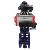 Wasser-Schmetterlingsventil Elephant WBV3EX-3432M-1W-F-ISO, Gehäusematerial - Kohlenstoffstahl, Scheibenmaterial - Edelstahl AISI 316, Dichtung - Metall, pneumatischer Antrieb PA-SA mit Rückstellfedern, 4M310-08 24V, LSU APL-210N