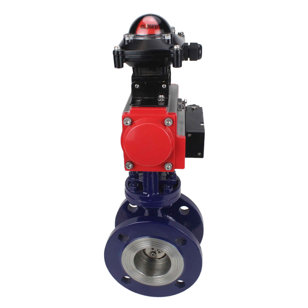 Wasser-Schmetterlingsventil Elephant WBV3EX-3432M-1W-F-ISO, Gehäusematerial - Kohlenstoffstahl, Scheibenmaterial - Edelstahl AISI 316, Dichtung - Metall, pneumatischer Antrieb PA-SA mit Rückstellfedern, 4M310-08 24V, LSU APL-210N