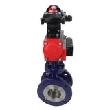 Wasser-Schmetterlingsventil Elephant WBV3EX-3432M-1W-F-ISO, Gehäusematerial - Kohlenstoffstahl, Scheibenmaterial - Edelstahl AISI 316, Dichtung - Metall, pneumatischer Antrieb PA-SA mit Rückstellfedern, 4M310-08 24V, LSU APL-210N