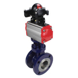 Wasser-Schmetterlingsventil Elephant WBV3EX-3432M-1W-F-ISO, Gehäusematerial - Kohlenstoffstahl, Scheibenmaterial - Edelstahl AISI 316, Dichtung - Metall, pneumatischer Antrieb PA-SA mit Rückstellfedern, 4M310-08 220V, LSU APL-210N