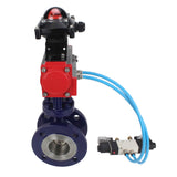 Wasser-Schmetterlingsventil Elephant WBV3EX-3432M-1W-F-ISO, Gehäusematerial - Kohlenstoffstahl, Scheibenmaterial - Edelstahl AISI 316, Dichtung - Metall, pneumatischer Antrieb PA-SA mit Rückstellfedern, 4V320-10 220V, LSU APL-210N