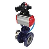 Wasser-Schmetterlingsventil Elephant WBV3EX-3432M-1W-F-ISO, Gehäusematerial - Kohlenstoffstahl, Scheibenmaterial - Edelstahl AISI 316, Dichtung - Metall, pneumatischer Antrieb PA-DA Doppelwirkung, 4V320-08 220V, LSU APL-210N