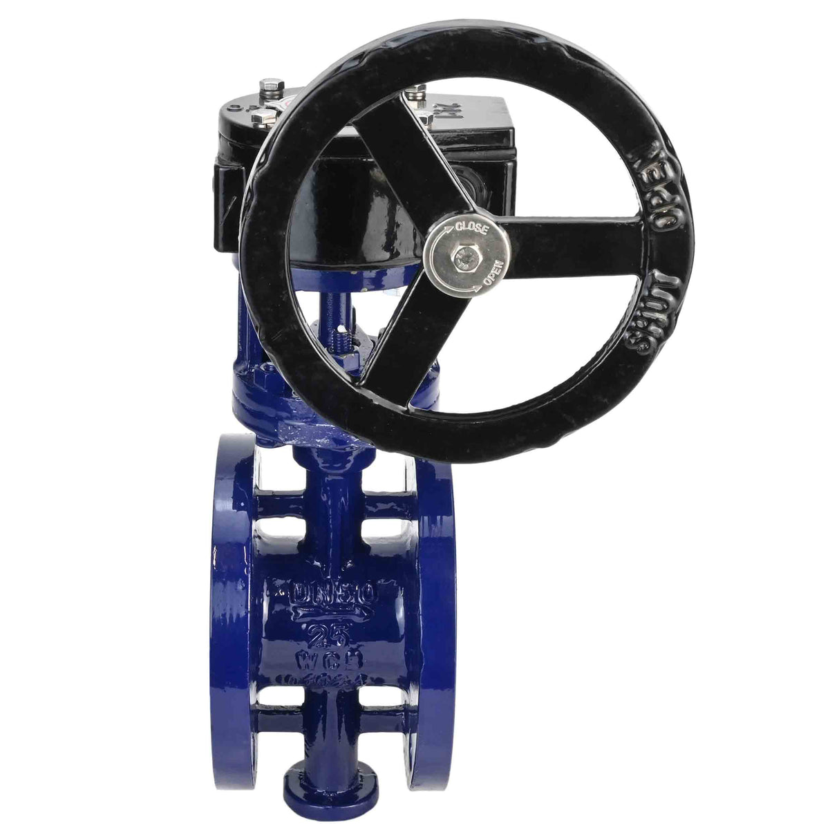 Wasser-Schmetterlingsventil Elephant WBV3EX-3432M-1W-F-ISO, Gehäusematerial - Kohlenstoffstahl, Scheibenmaterial - Edelstahl AISI 316, Dichtung - Metall, Getriebe RDN RQN
