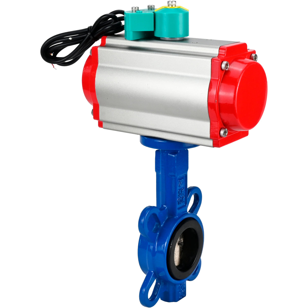 Water Butterfly Valve Elephant WBV1413E-2W-Fb-H DN40-300 16 bar body - GGG50 cast iron, disc - GGG40 cast iron, seal - EPDM, with pneumatic actuator PA-DA-XXX, pneumatic distributor 4M310-08 NAMUR 220V and ALS200D magnetic switch