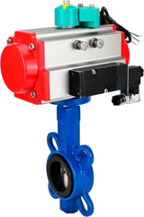 Water Butterfly Valve Elephant WBV1413E-2W-Fb-H DN40-300 16 bar body - GGG50 cast iron, disc - GGG40 cast iron, seal - EPDM, with pneumatic actuator PA-DA-XXX, pneumatic distributor 4M310-08 NAMUR 220V and ALS200D magnetic switch