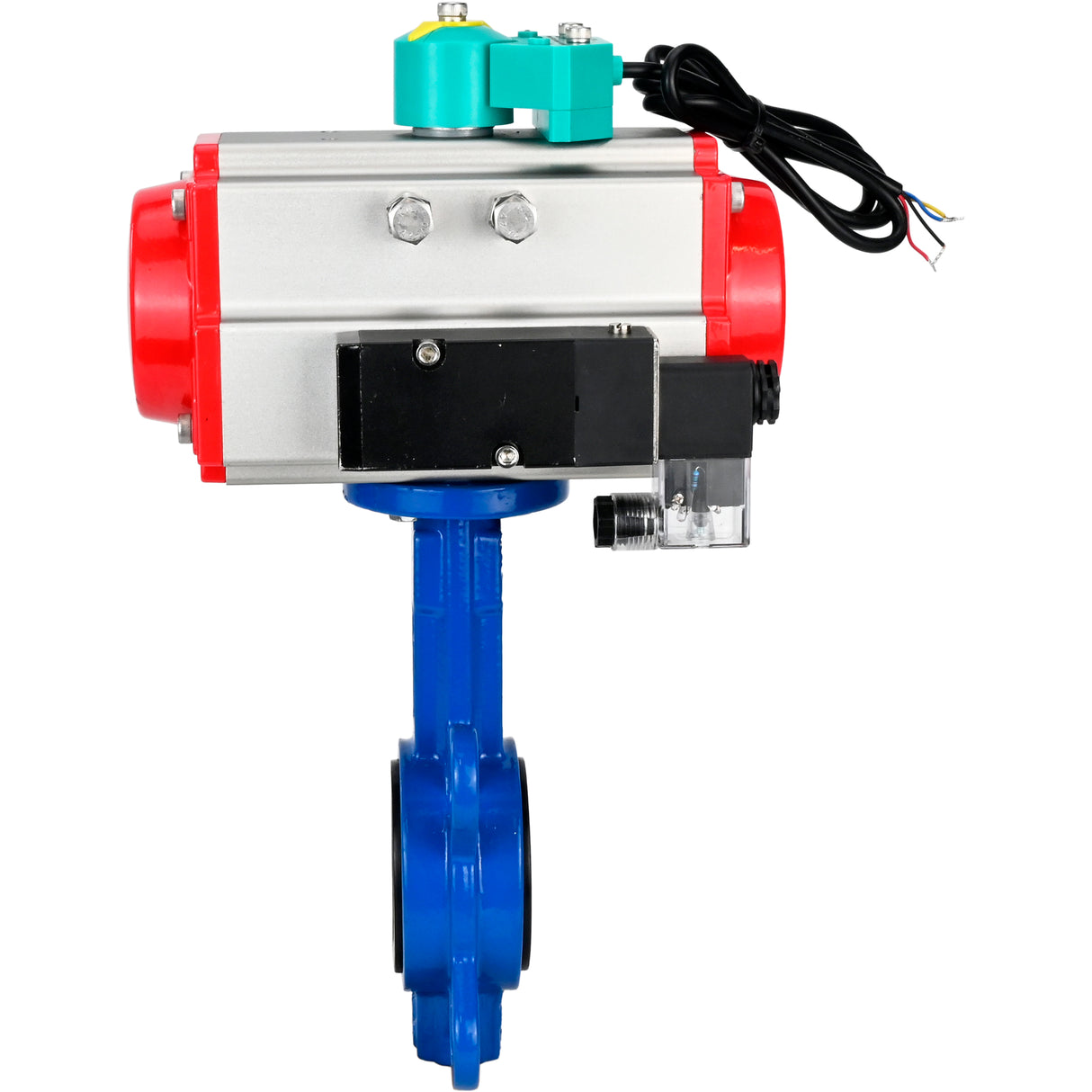 Water Butterfly Valve Elephant WBV1413E-2W-Fb-H DN40-300 16 bar body - GGG50 cast iron, disc - GGG40 cast iron, seal - EPDM, with pneumatic actuator PA-DA-XXX, pneumatic distributor 4M310-08 NAMUR 220V and ALS200D magnetic switch