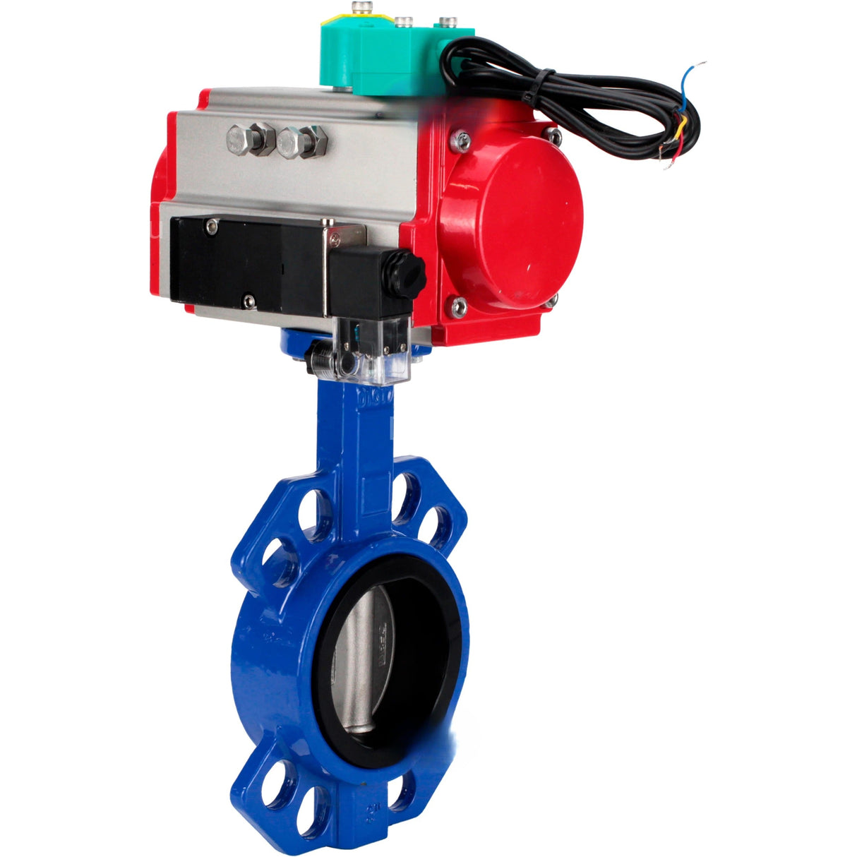 Water Butterfly Valve Elephant WBV1432N-2W-Fb-H DN40-300 16 bar body - GGG50 cast iron, disc - 316L stainless steel, seal - NBR, with pneumatic actuator PA-DA-XXX, pneumatic distributor 4M310-08 24V and ALS200D magnetic switch