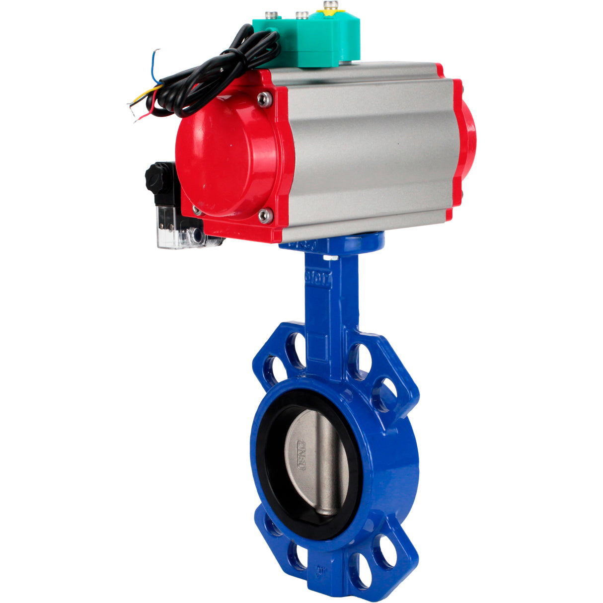 Water Butterfly Valve Elephant WBV1432E-2W-Fb-H DN40-300 16 bar body - GGG50 cast iron, disc - 316L stainless steel, seal - EPDM, with pneumatic actuator PA-DA-XXX, pneumatic distributor 4M310-08 NAMUR 220V and ALS200D magnetic switch