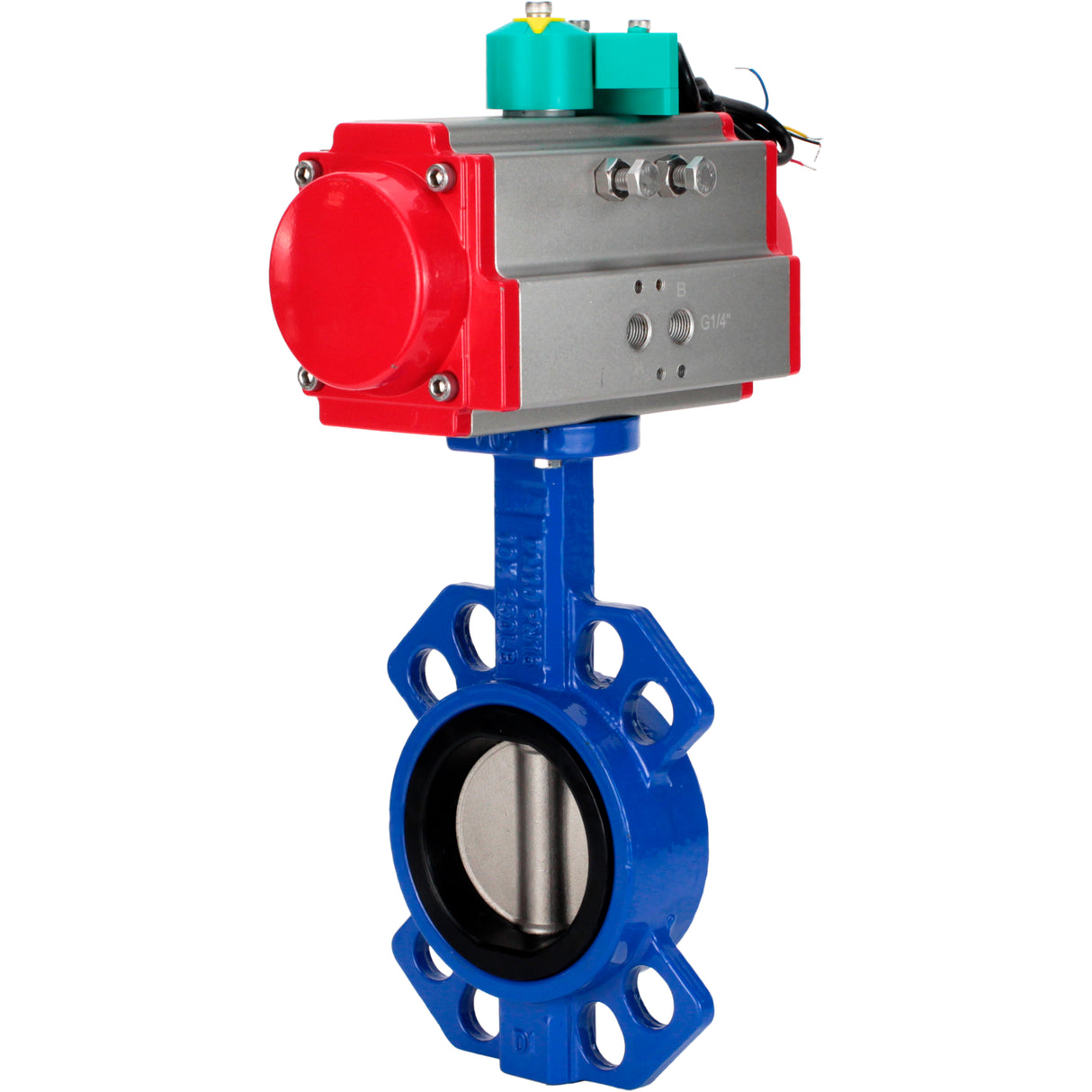 Water Butterfly Valve Elephant WBV1432N-2W-Fb-H DN40-300 16 bar body - GGG50 cast iron, disc - 316L stainless steel, seal - NBR, with pneumatic drive PA-DA-XXX and ALS200D magnetic switch