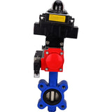 Wasser-Schmetterlingsventil Elephant WBV1616N-2W-Fb-H, Gehäusematerial - Gusseisen QT450, Scheibenmaterial - Gusseisen QT450, Dichtung - NBR, pneumatischer Antrieb PA-SA mit Rückstellfedern, 4M310-08 220V, LSU APL-410N EX