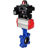 Wasser-Schmetterlingsventil Elephant WBV1616N-2W-Fb-H, Gehäusematerial - Gusseisen QT450, Scheibenmaterial - Gusseisen QT450, Dichtung - NBR, pneumatischer Antrieb PA-SA mit Rückstellfedern, 4M310-08 220V, LSU APL-410N EX