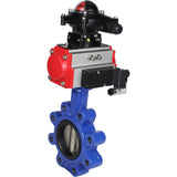 Wasser-Schmetterlingsventil Elephant WBV1616N-2W-Fb-H, Gehäusematerial - Gusseisen QT450, Scheibenmaterial - Gusseisen QT450, Dichtung - NBR, pneumatischer Antrieb PA-SA mit Rückstellfedern, 4M310-08 220V, LSU APL-210N