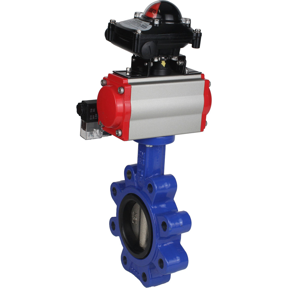 Wasser-Schmetterlingsventil Elephant WBV1616N-2W-Fb-H, Gehäusematerial - Gusseisen QT450, Scheibenmaterial - Gusseisen QT450, Dichtung - NBR, pneumatischer Antrieb PA-SA mit Rückstellfedern, 4M310-08 220V, LSU APL-210N