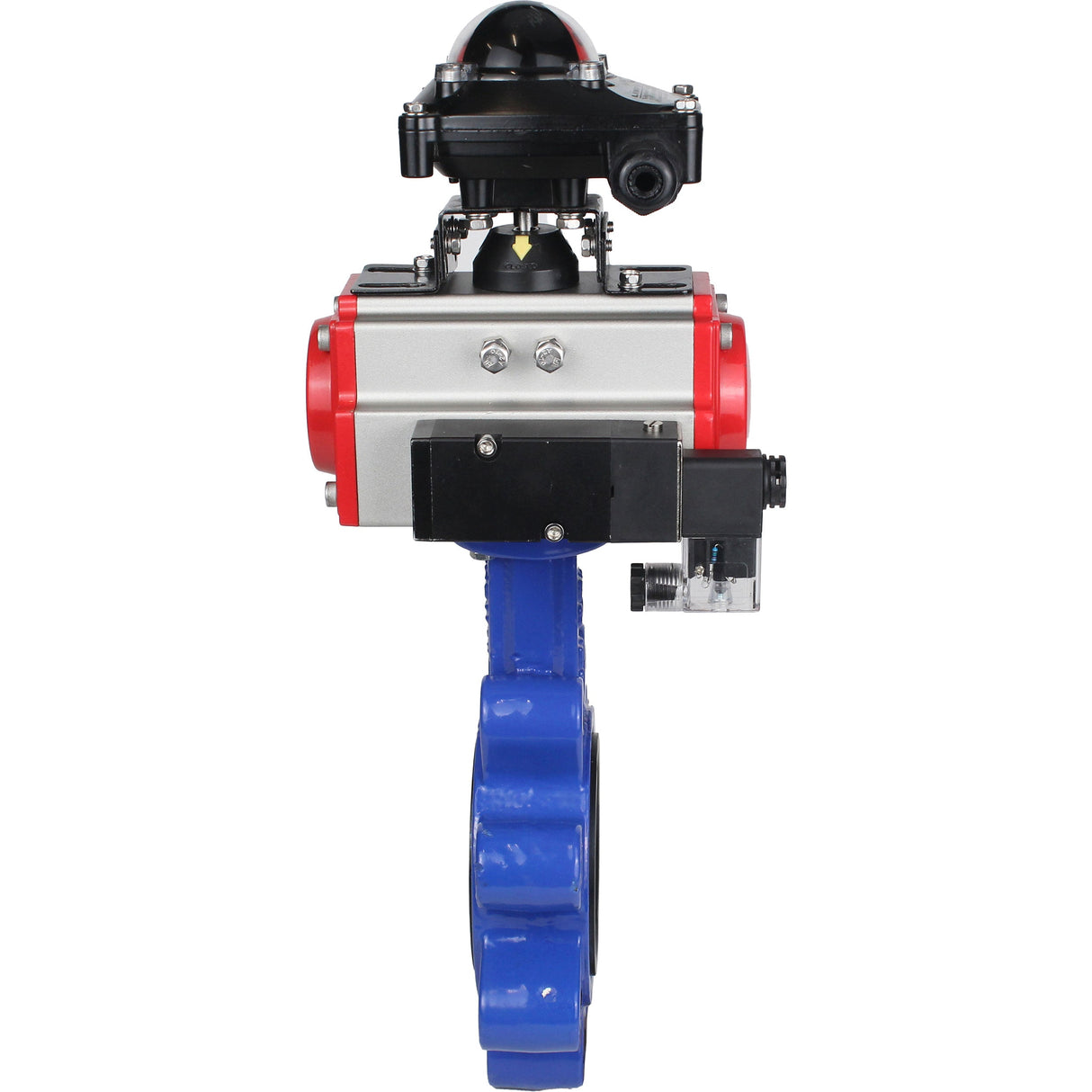 Wasser-Schmetterlingsventil Elephant WBV1616N-2W-Fb-H, Gehäusematerial - Gusseisen QT450, Scheibenmaterial - Gusseisen QT450, Dichtung - NBR, pneumatischer Antrieb PA-SA mit Rückstellfedern, 4M310-08 220V, LSU APL-210N