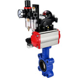 Wasser-Schmetterlingsventil Elephant WBV1616N-2W-Fb-H, Gehäusematerial - Gusseisen QT450, Scheibenmaterial - Gusseisen QT450, Dichtung - NBR, pneumatischer Antrieb PA-SA mit Rückstellfedern, 4M310-08 24V, LSU APL-210N, ATU AFC2000