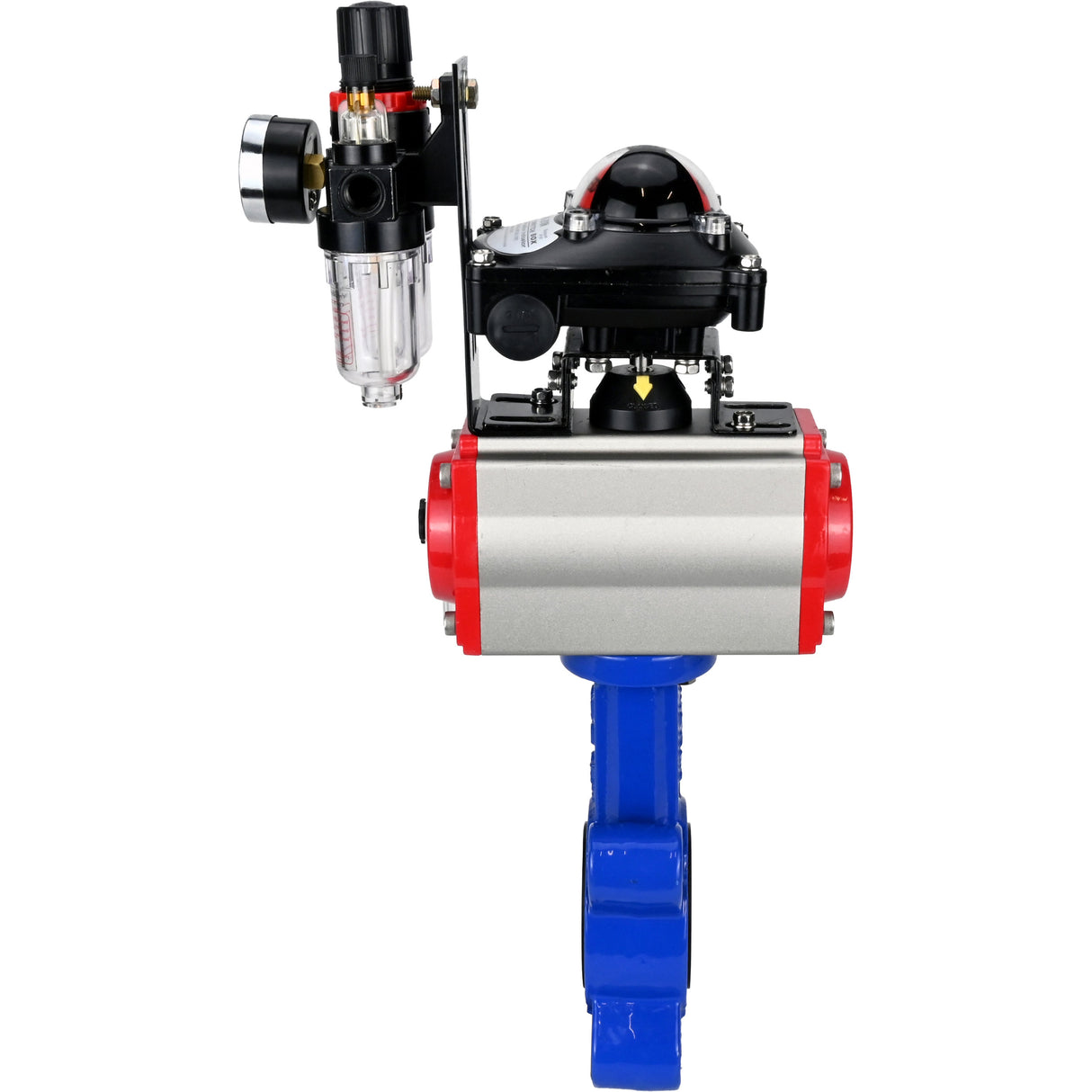 Wasser-Schmetterlingsventil Elephant WBV1616N-2W-Fb-H, Gehäusematerial - Gusseisen QT450, Scheibenmaterial - Gusseisen QT450, Dichtung - NBR, pneumatischer Antrieb PA-SA mit Rückstellfedern, 4M310-08 24V, LSU APL-210N, ATU AFC2000
