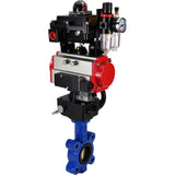 Wasser-Schmetterlingsventil Elephant WBV1616N-2W-Fb-H, Gehäusematerial - Gusseisen QT450, Scheibenmaterial - Gusseisen QT450, Dichtung - NBR, pneumatischer Antrieb PA-DA Doppelwirkung, 4M310-08 24V, LSU APL-410N EX, Handrad MON, ATU AFC2000