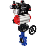 Wasser-Schmetterlingsventil Elephant WBV1616N-2W-Fb-H, Gehäusematerial - Gusseisen QT450, Scheibenmaterial - Gusseisen QT450, Dichtung - NBR, pneumatischer Antrieb PA-DA Doppelwirkung, 4M310-08 24V, LSU APL-410N EX, Handrad MON, ATU AFC2000