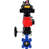 Wasser-Schmetterlingsventil Elephant WBV1616N-2W-Fb-H, Gehäusematerial - Gusseisen QT450, Scheibenmaterial - Gusseisen QT450, Dichtung - NBR, pneumatischer Antrieb PA-DA Doppelwirkung, 4M310-08 24V, LSU APL-410N EX, Handrad MON, ATU AFC2000