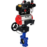 Wasser-Schmetterlingsventil Elephant WBV1616N-2W-Fb-H, Gehäusematerial - Gusseisen QT450, Scheibenmaterial - Gusseisen QT450, Dichtung - NBR, pneumatischer Antrieb PA-DA Doppelwirkung, 4M310-08 24V, LSU APL-410N EX, Handrad MON, ATU AFC2000
