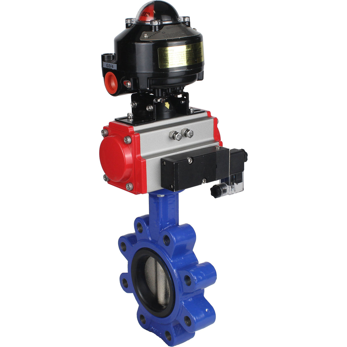 Wasser-Schmetterlingsventil Elephant WBV1616N-2W-Fb-H, Gehäusematerial - Gusseisen QT450, Scheibenmaterial - Gusseisen QT450, Dichtung - NBR, pneumatischer Antrieb PA-DA Doppelwirkung, 4M310-08 24V, LSU APL-510N EX