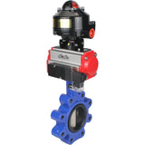 Wasser-Schmetterlingsventil Elephant WBV1616N-2W-Fb-H, Gehäusematerial - Gusseisen QT450, Scheibenmaterial - Gusseisen QT450, Dichtung - NBR, pneumatischer Antrieb PA-SA mit Rückstellfedern, 4M310-08 220V, LSU APL-510N EX