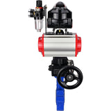 Wasser-Schmetterlingsventil Elephant WBV1616N-2W-Fb-H, Gehäusematerial - Gusseisen QT450, Scheibenmaterial - Gusseisen QT450, Dichtung - NBR, pneumatischer Antrieb PA-DA Doppelwirkung, 4M310-08 24V, LSU APL-510N EX, Handrad MON, ATU AFC2000