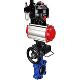 Wasser-Schmetterlingsventil Elephant WBV1616N-2W-Fb-H, Gehäusematerial - Gusseisen QT450, Scheibenmaterial - Gusseisen QT450, Dichtung - NBR, pneumatischer Antrieb PA-DA Doppelwirkung, 4M310-08 24V, LSU APL-510N EX, Handrad MON, ATU AFC2000